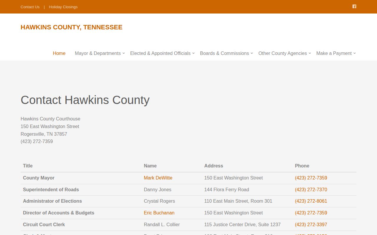 Hawkins County Jail release records contact information
